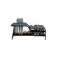 14 Inch Wide Modern Entryway Bench Cushioned Rectangle Metal Seating Bench with Shelves Blue Black Clearhalo 'Benches' 'Chairs & Seating' 'furn' 'furn_benches' 'Furniture' 'Living Room Furniture' 7097432