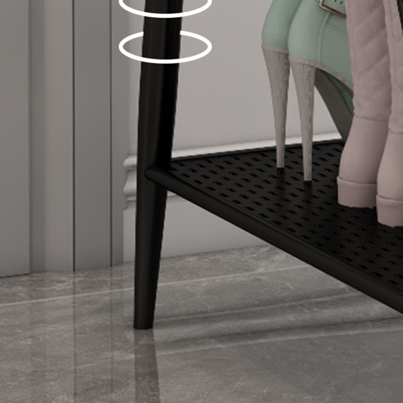 14 Inch Wide Modern Entryway Bench Cushioned Rectangle Metal Seating Bench with Shelves Clearhalo 'Benches' 'Chairs & Seating' 'furn' 'furn_benches' 'Furniture' 'Living Room Furniture' 7097433