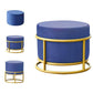 Luxury Ottoman Velvet Upholstered Solid Color Round Ottoman with Metal Legs Blue 1 Piece Clearhalo 'furn' 'furn_ottomans_poufs' 'Furniture' 'Living Room Furniture' 'Ottomans & Poufs' 'ottomans_poufs' 7097468