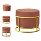 Luxury Ottoman Velvet Upholstered Solid Color Round Ottoman with Metal Legs Khaki 1 Piece Clearhalo 'furn' 'furn_ottomans_poufs' 'Furniture' 'Living Room Furniture' 'Ottomans & Poufs' 'ottomans_poufs' 7097475