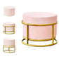 Luxury Ottoman Velvet Upholstered Solid Color Round Ottoman with Metal Legs Pink 1 Piece Clearhalo 'furn' 'furn_ottomans_poufs' 'Furniture' 'Living Room Furniture' 'Ottomans & Poufs' 'ottomans_poufs' 7097477