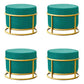 Luxury Ottoman Velvet Upholstered Solid Color Round Ottoman with Metal Legs Green 4 Piece Set Clearhalo 'furn' 'furn_ottomans_poufs' 'Furniture' 'Living Room Furniture' 'Ottomans & Poufs' 'ottomans_poufs' 7097487