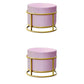 Luxury Ottoman Velvet Upholstered Solid Color Round Ottoman with Metal Legs Violet 2 Piece Set Clearhalo 'furn' 'furn_ottomans_poufs' 'Furniture' 'Living Room Furniture' 'Ottomans & Poufs' 'ottomans_poufs' 7097488