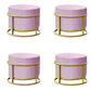 Luxury Ottoman Velvet Upholstered Solid Color Round Ottoman with Metal Legs Violet 4 Piece Set Clearhalo 'furn' 'furn_ottomans_poufs' 'Furniture' 'Living Room Furniture' 'Ottomans & Poufs' 'ottomans_poufs' 7097489