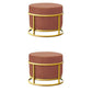 Luxury Ottoman Velvet Upholstered Solid Color Round Ottoman with Metal Legs Khaki 2 Piece Set Clearhalo 'furn' 'furn_ottomans_poufs' 'Furniture' 'Living Room Furniture' 'Ottomans & Poufs' 'ottomans_poufs' 7097490