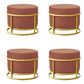 Luxury Ottoman Velvet Upholstered Solid Color Round Ottoman with Metal Legs Khaki 4 Piece Set Clearhalo 'furn' 'furn_ottomans_poufs' 'Furniture' 'Living Room Furniture' 'Ottomans & Poufs' 'ottomans_poufs' 7097491