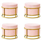 Luxury Ottoman Velvet Upholstered Solid Color Round Ottoman with Metal Legs Pink 4 Piece Set Clearhalo 'furn' 'furn_ottomans_poufs' 'Furniture' 'Living Room Furniture' 'Ottomans & Poufs' 'ottomans_poufs' 7097493
