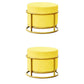 Luxury Ottoman Velvet Upholstered Solid Color Round Ottoman with Metal Legs Yellow 2 Piece Set Clearhalo 'furn' 'furn_ottomans_poufs' 'Furniture' 'Living Room Furniture' 'Ottomans & Poufs' 'ottomans_poufs' 7097494