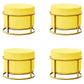 Luxury Ottoman Velvet Upholstered Solid Color Round Ottoman with Metal Legs Yellow 4 Piece Set Clearhalo 'furn' 'furn_ottomans_poufs' 'Furniture' 'Living Room Furniture' 'Ottomans & Poufs' 'ottomans_poufs' 7097495