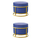 Luxury Ottoman Velvet Upholstered Solid Color Round Ottoman with Metal Legs Blue 2 Piece Set Clearhalo 'furn' 'furn_ottomans_poufs' 'Furniture' 'Living Room Furniture' 'Ottomans & Poufs' 'ottomans_poufs' 7097496