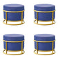 Luxury Ottoman Velvet Upholstered Solid Color Round Ottoman with Metal Legs Blue 4 Piece Set Clearhalo 'furn' 'furn_ottomans_poufs' 'Furniture' 'Living Room Furniture' 'Ottomans & Poufs' 'ottomans_poufs' 7097497