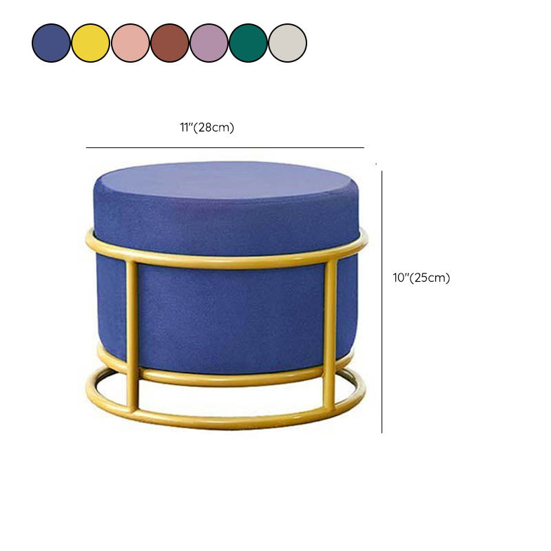 Luxury Ottoman Velvet Upholstered Solid Color Round Ottoman with Metal Legs Clearhalo 'furn' 'furn_ottomans_poufs' 'Furniture' 'Living Room Furniture' 'Ottomans & Poufs' 'ottomans_poufs' 7097498