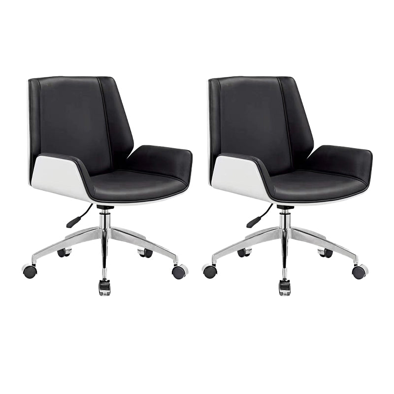 モダンアームレスオフィスチェアレザー調整可能なシート高さデスクチェア