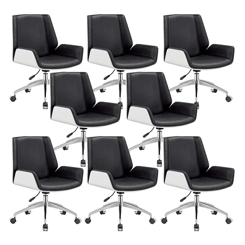モダンアームレスオフィスチェアレザー調整可能なシート高さデスクチェア