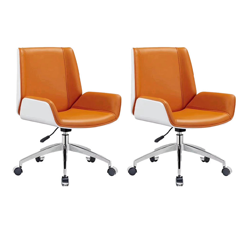 モダンアームレスオフィスチェアレザー調整可能なシート高さデスクチェア