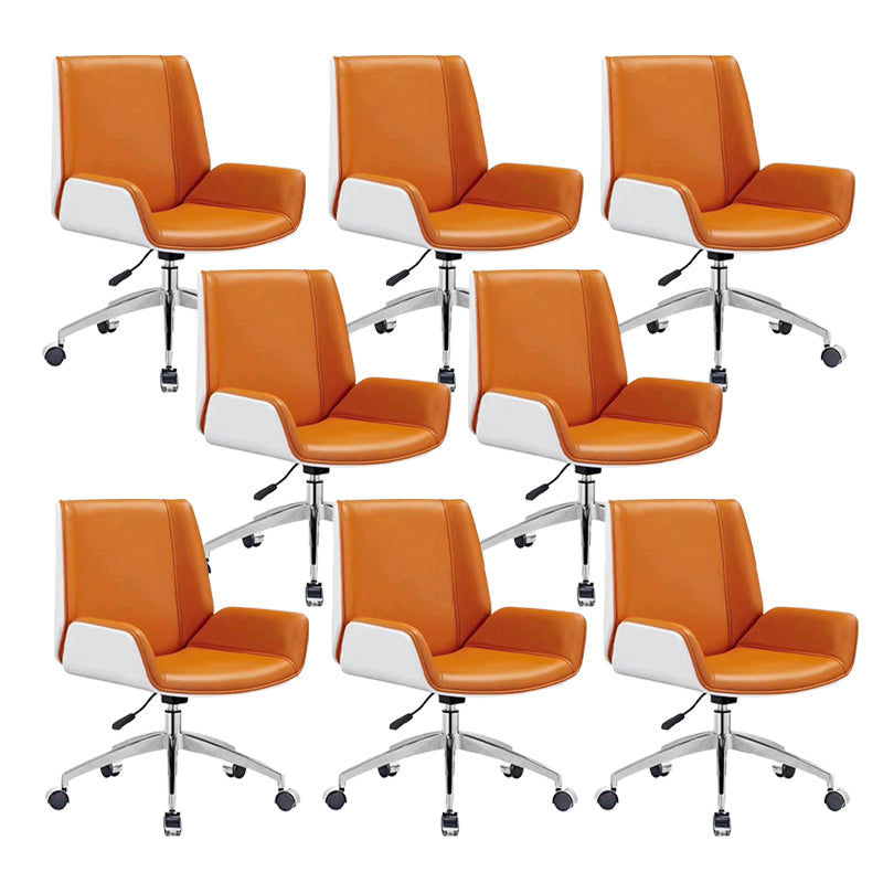モダンアームレスオフィスチェアレザー調整可能なシート高さデスクチェア