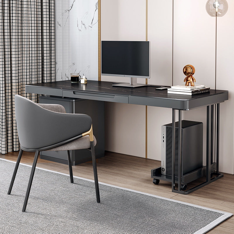 Stone Modern Style Writing Desk Rectangular Shape Office Table with 2-Legs for Office Clearhalo 'furn' 'furn_office_desk' 'Furniture' 'Office Desks' 'Office Furniture' 'office_desk' 7101326