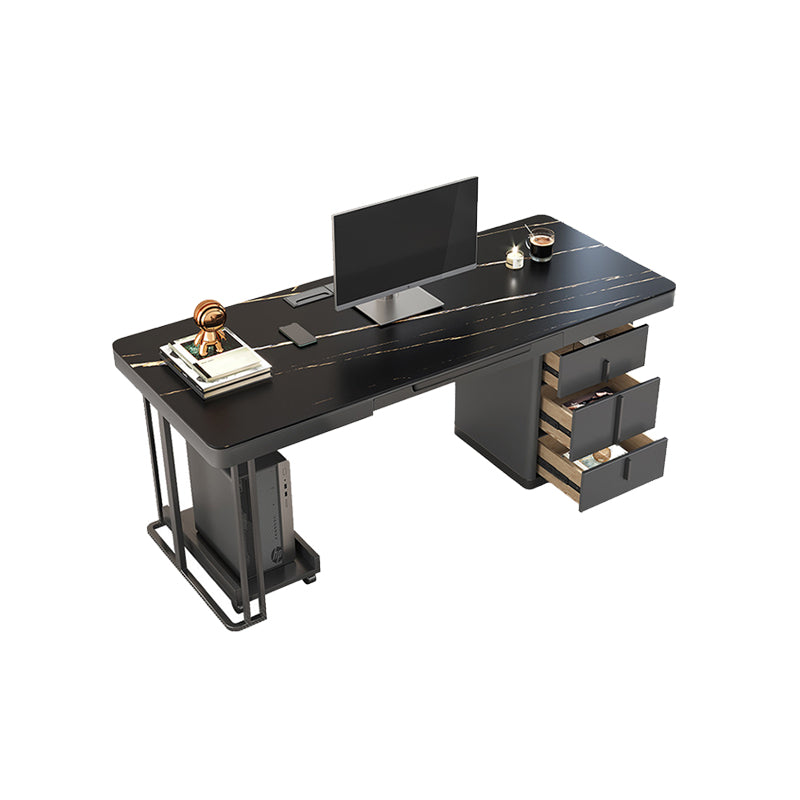 Stone Modern Style Writing Desk Rectangular Shape Office Table with 2-Legs for Office Clearhalo 'furn' 'furn_office_desk' 'Furniture' 'Office Desks' 'Office Furniture' 'office_desk' 7101329