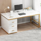 Contemporary Writing Desk Antique Finish Computer Desk with Drawers Gold White Clearhalo 'furn' 'furn_office_desk' 'Furniture' 'Office Desks' 'Office Furniture' 'office_desk' 7101355