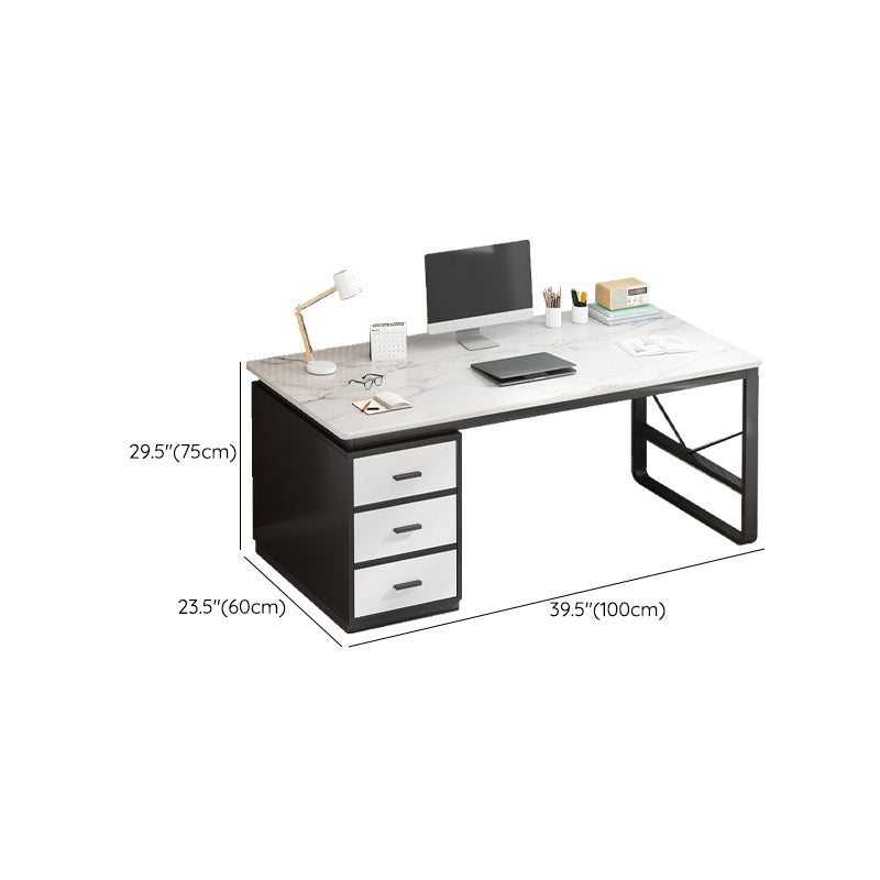 Contemporary Writing Desk Antique Finish Computer Desk with Drawers Clearhalo 'furn' 'furn_office_desk' 'Furniture' 'Office Desks' 'Office Furniture' 'office_desk' 7101364