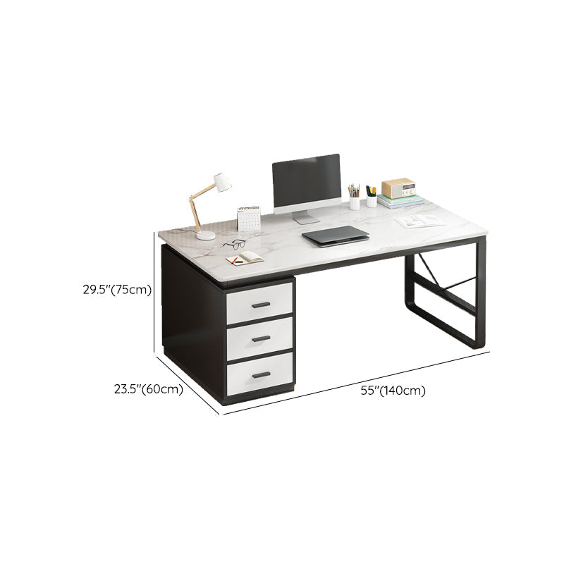 Contemporary Writing Desk Antique Finish Computer Desk with Drawers Clearhalo 'furn' 'furn_office_desk' 'Furniture' 'Office Desks' 'Office Furniture' 'office_desk' 7101368