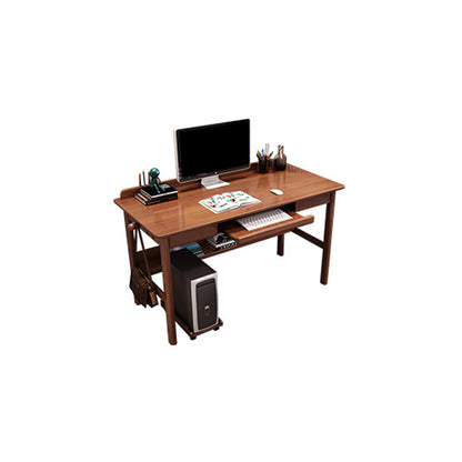 Modern Style Wooden Office Desk 1 Shelf Writing Desk for Bedroom Brown Clearhalo 'furn' 'furn_office_desk' 'Furniture' 'Office Desks' 'Office Furniture' 'office_desk' 7101477