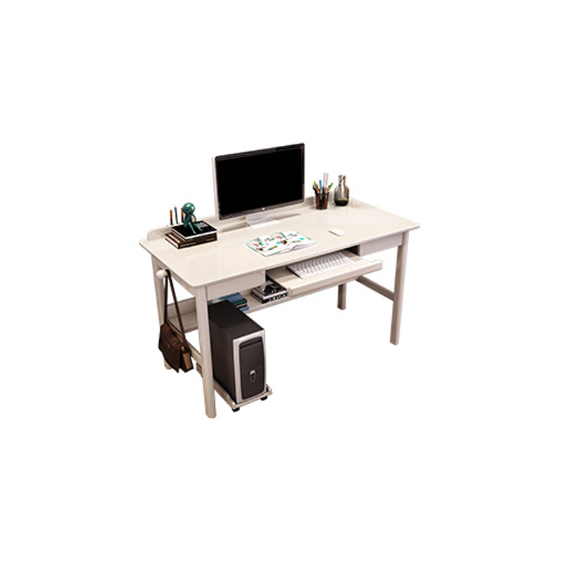 Modern Style Wooden Office Desk 1 Shelf Writing Desk for Bedroom Off-White Clearhalo 'furn' 'furn_office_desk' 'Furniture' 'Office Desks' 'Office Furniture' 'office_desk' 7101478