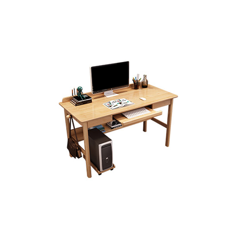 Modern Style Wooden Office Desk 1 Shelf Writing Desk for Bedroom Natural Clearhalo 'furn' 'furn_office_desk' 'Furniture' 'Office Desks' 'Office Furniture' 'office_desk' 7101480