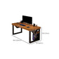 Industrial Writing Desk Antique Finish Gaming Desk with Metal Legs