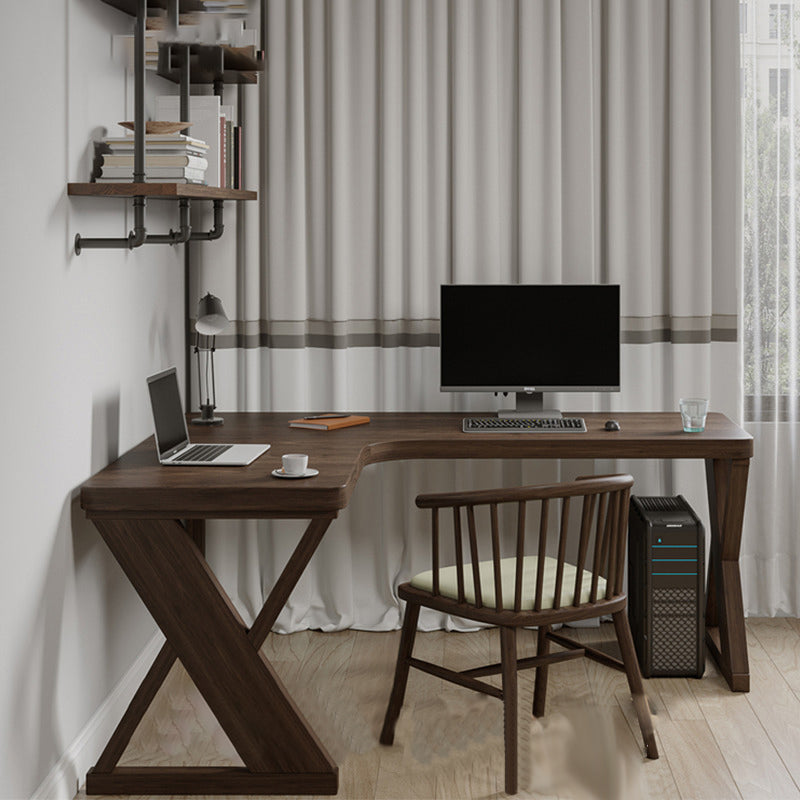 Modern Solid Wood Writing Desk 29.53" Tall Corner Office Desk in Brown Clearhalo 'furn' 'furn_office_desk' 'Furniture' 'Office Desks' 'Office Furniture' 'office_desk' 7101578
