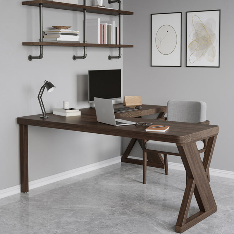Modern Solid Wood Writing Desk 29.53" Tall Corner Office Desk in Brown Clearhalo 'furn' 'furn_office_desk' 'Furniture' 'Office Desks' 'Office Furniture' 'office_desk' 7101581