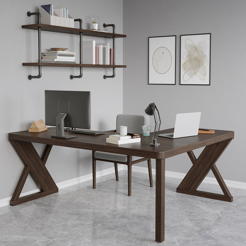 Modern Solid Wood Writing Desk 29.53" Tall Corner Office Desk in Brown Clearhalo 'furn' 'furn_office_desk' 'Furniture' 'Office Desks' 'Office Furniture' 'office_desk' 7101582