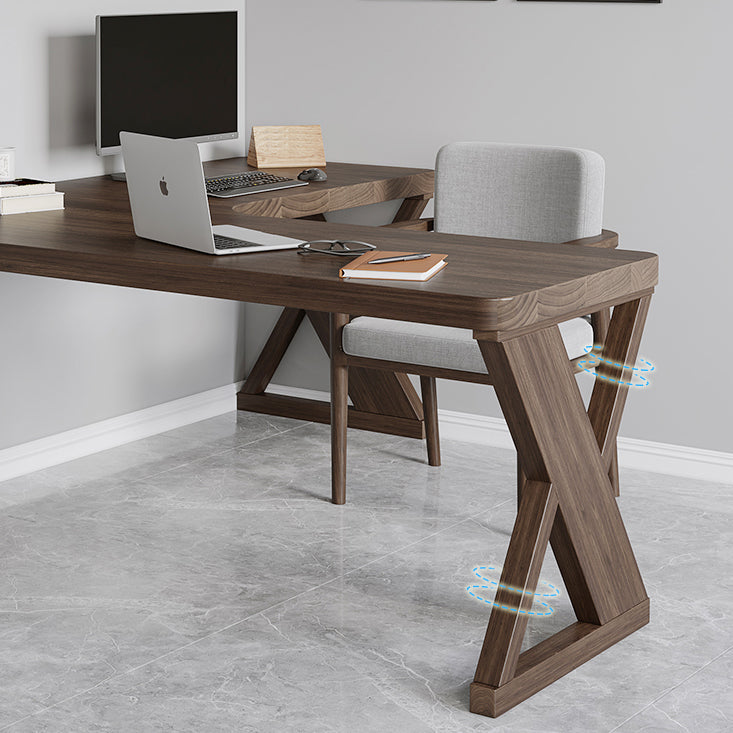 Modern Solid Wood Writing Desk 29.53" Tall Corner Office Desk in Brown Clearhalo 'furn' 'furn_office_desk' 'Furniture' 'Office Desks' 'Office Furniture' 'office_desk' 7101586