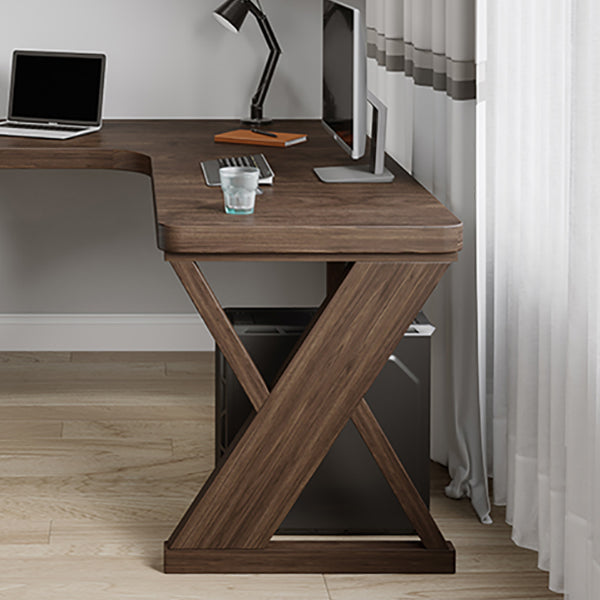 Modern Solid Wood Writing Desk 29.53" Tall Corner Office Desk in Brown Clearhalo 'furn' 'furn_office_desk' 'Furniture' 'Office Desks' 'Office Furniture' 'office_desk' 7101587