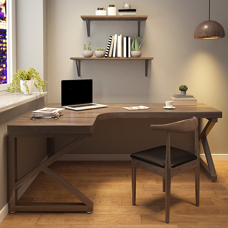 Mesa de oficina de escritura de madera de estilo moderno con 3 leges en marrón