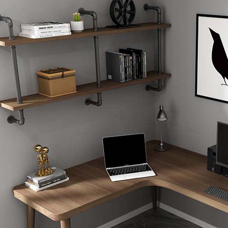 Solid Wood Corner Writing Desk Modern 29.53" Tall Office Desk with H-Base Clearhalo 'furn' 'furn_office_desk' 'Furniture' 'Office Desks' 'Office Furniture' 'office_desk' 7101654