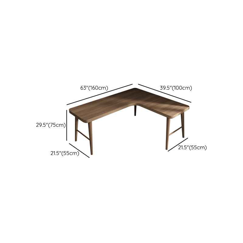 Solid Wood Corner Writing Desk Modern 29.53" Tall Office Desk with H-Base Clearhalo 'furn' 'furn_office_desk' 'Furniture' 'Office Desks' 'Office Furniture' 'office_desk' 7101670