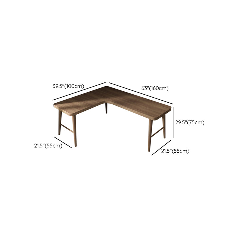Solid Wood Corner Writing Desk Modern 29.53" Tall Office Desk with H-Base Clearhalo 'furn' 'furn_office_desk' 'Furniture' 'Office Desks' 'Office Furniture' 'office_desk' 7101671