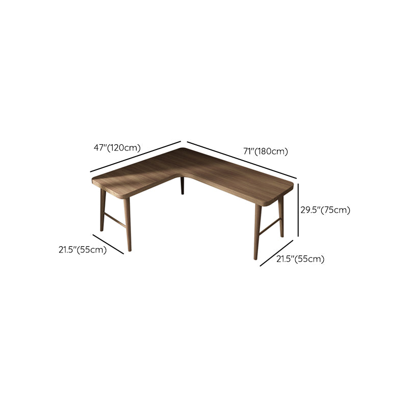 Solid Wood Corner Writing Desk Modern 29.53" Tall Office Desk with H-Base Clearhalo 'furn' 'furn_office_desk' 'Furniture' 'Office Desks' 'Office Furniture' 'office_desk' 7101681