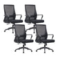 Modern Fixed Arms Chair No Distressing Ergonomic Desk Chair with Wheels Black 4 Piece Set Clearhalo 'furn' 'furn_office_chair' 'Furniture' 'Office Chairs' 'Office Furniture' 'office_chair' 7101767