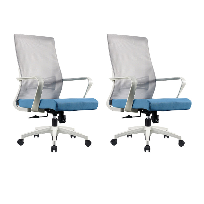 Modern Fixed Arms Chair No Distressing Ergonomic Desk Chair with Wheels Gray-Blue 2 Piece Set Clearhalo 'furn' 'furn_office_chair' 'Furniture' 'Office Chairs' 'Office Furniture' 'office_chair' 7101774