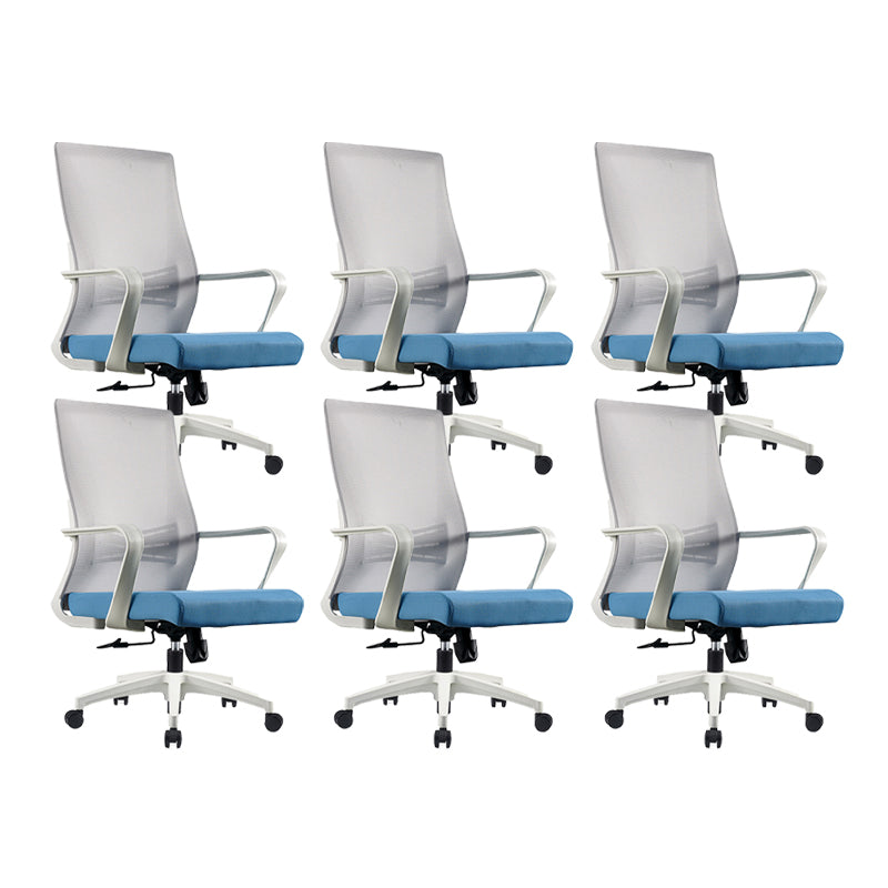 Modern Fixed Arms Chair No Distressing Ergonomic Desk Chair with Wheels Gray-Blue 6 Piece Set Clearhalo 'furn' 'furn_office_chair' 'Furniture' 'Office Chairs' 'Office Furniture' 'office_chair' 7101778