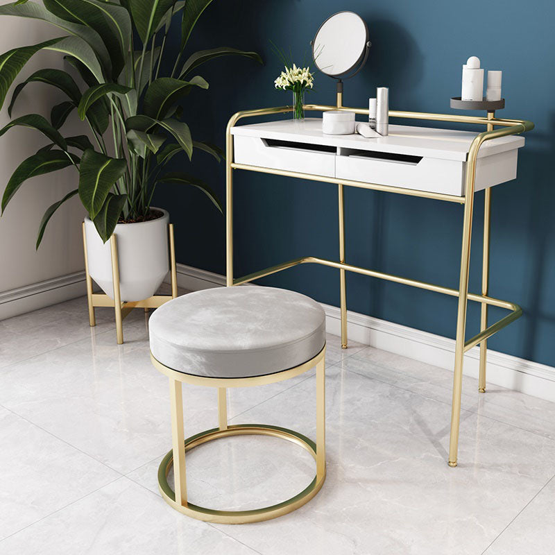 Luxury otomano terciopelo resistente a la lágrima Tapicido de color sólido redondo redondo con patas de metal