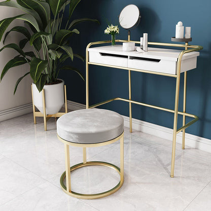 Luxury otomano terciopelo resistente a la lágrima Tapicido de color sólido redondo redondo con patas de metal