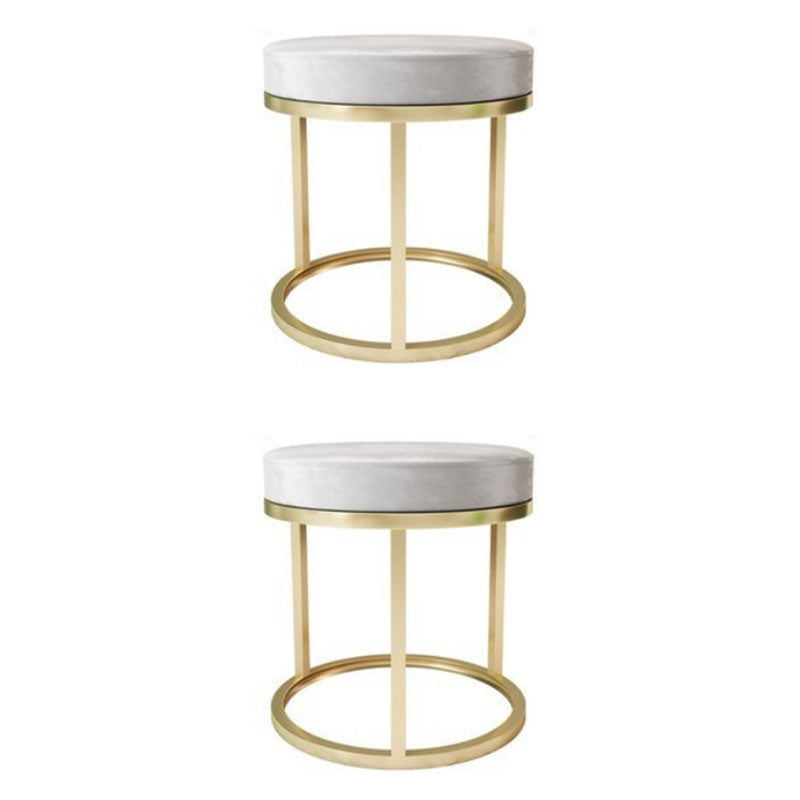 Luxury otomano terciopelo resistente a la lágrima Tapicido de color sólido redondo redondo con patas de metal