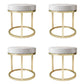 Luxury Ottoman Velvet Tear Resistant Upholstered Solid Color Round Ottoman with Metal Legs