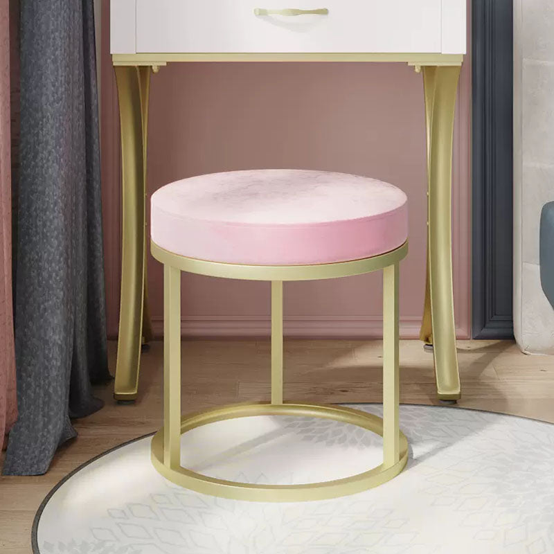 Luxury otomano terciopelo resistente a la lágrima Tapicido de color sólido redondo redondo con patas de metal