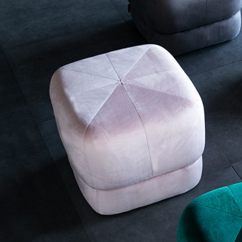 Modern Pouf Ottoman Velvet Upholstered Fade Resistant Solid Color Square Ottoman