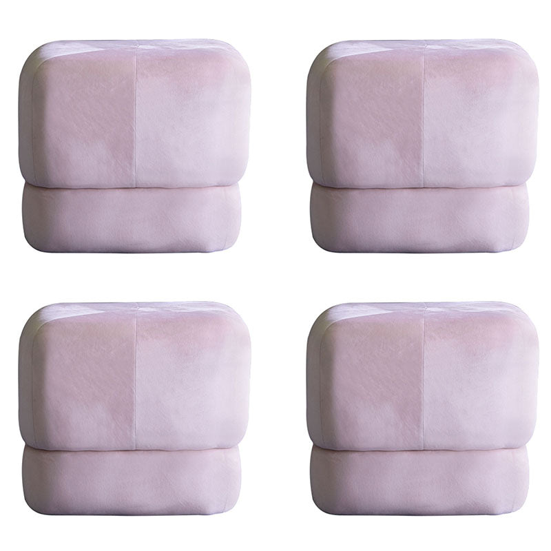Modern Pouf Ottoman Velvet Upholstered Fade Resistant Solid Color Square Ottoman