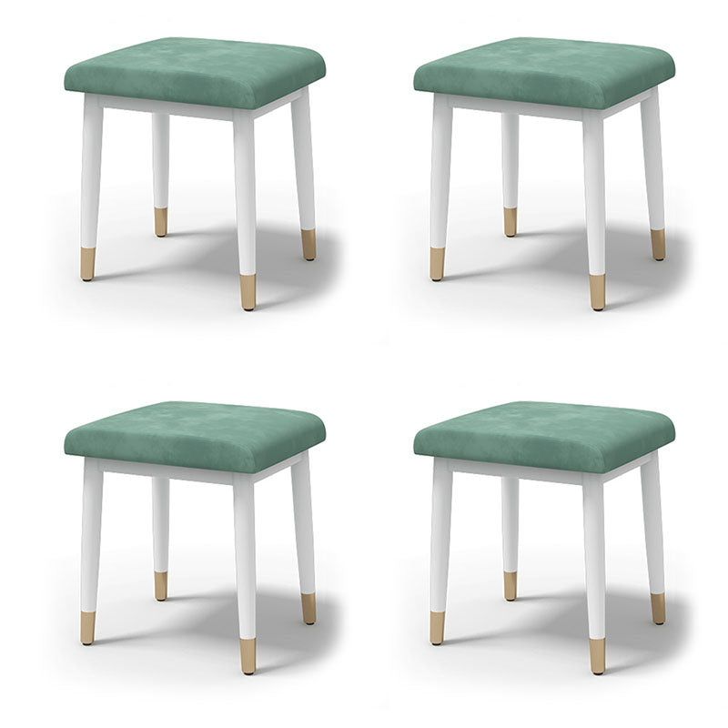 Glam Ottoman Velvet Upholstered Solid Color Square Ottoman with Metal Legs Green 4 Piece Set White Clearhalo 'furn' 'furn_ottomans_poufs' 'Furniture' 'Living Room Furniture' 'Ottomans & Poufs' 'ottomans_poufs' 7101876
